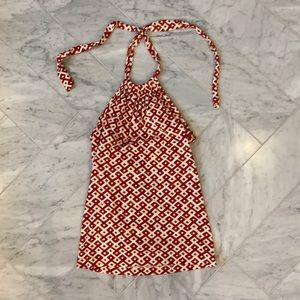 Red and white halter top